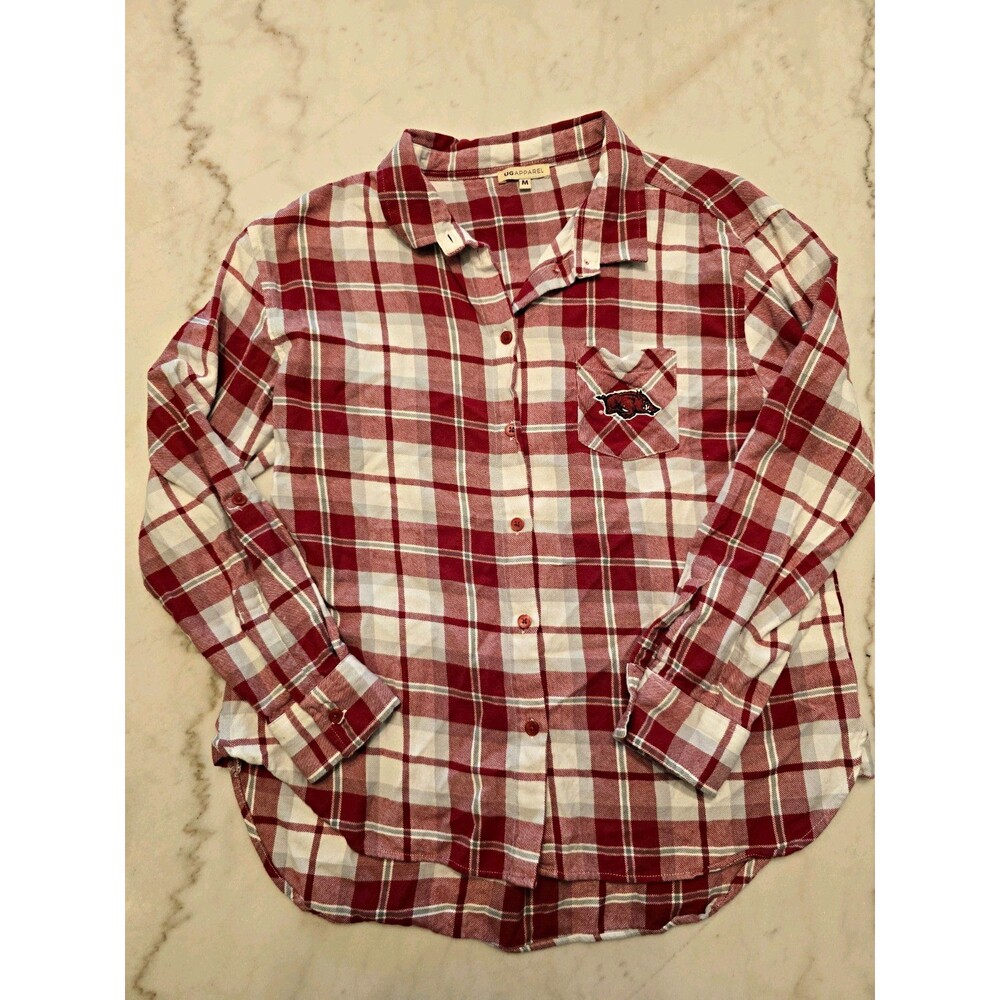 UG Apparel Womens University Of Arkansas Razorbacks Flannel Long Sleeve Sz Med